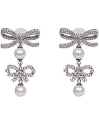 Self-Portrait - Self Portrait Double Bow Pearl Earrings - Lyst