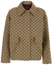 Gucci - Jacket With Classic Collar And All-Over Gg Motif - Lyst