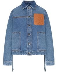Loewe - Cotton Denim Jacket With An Asymmetric Hem And Side Laces - Lyst