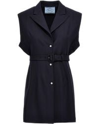Prada - Belt Wool Vest - Lyst