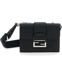Fendi - 'Baguette Double' Crossbody Bag With Ff Plaque On The Front - Lyst