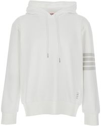 Thom Browne - Hoodie With Drawstring Hood And 4Bar Logo On The Sleeve - Lyst