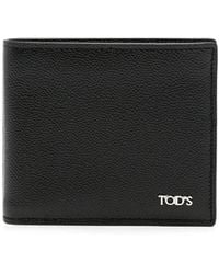 Tod's - Logo Plaque Grained Leather Bi-Fold Wallet - Lyst