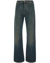 Fendi - Jeans With Logo Patch On The Back And Washed-Effect - Lyst