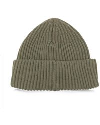 Stone Island - Ribbed Wool Beanie With Compass Patch - Lyst