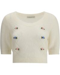 Alessandra Rich - Short Sleeve Mohair Sweater - Lyst