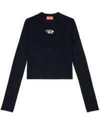 DIESEL - 'M-Valari' Rib-Knit Viscose-Blend Top With 'Oval D' - Lyst