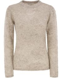Brunello Cucinelli - Crew-Neck Mohair And Wool-Blend Sweater With Sequins - Lyst