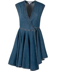 Alaïa - Deep Stone Denim Wrap Dress - Lyst