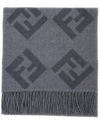 Fendi - Fringed Edge Scarf With All-Over Ff Logo - Lyst