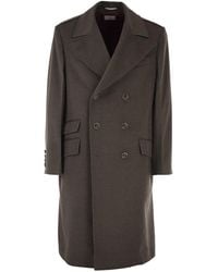 Brunello Cucinelli - Double-Breasted Pure Wool Tailored Coat - Lyst