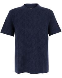 Fendi - Crew Neck T-Shirt With Ff All-Over Motif - Lyst