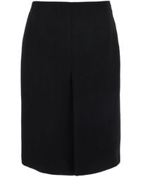 Gucci - High Waist Skirt With Logo Lettering On Waist And Zip Puller - Lyst