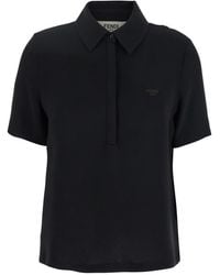 Fendi - Polo Shirt With Classic Collar And Logo Lettering On The Front - Lyst