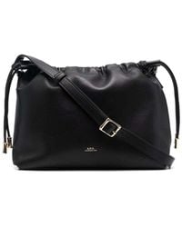 A.P.C. - Crossbody Bag With Logo Lettering On The Front And Drawstring Closure - Lyst