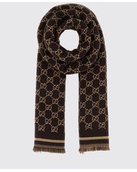 Gucci - All-Over Gg Motif Wool Scarf With Fringed Edges - Lyst