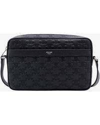 Celine - Triomphe Logo Leather Messenger Crossbody Bag - Lyst