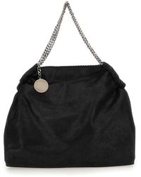 Stella McCartney - Shoulder Bag With Diamond-Like Chain And Logo Charm On The Front - Lyst