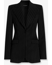 Dolce & Gabbana - Pinstriped Stretch Virgin Wool Blazer Blazers - Lyst