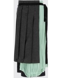 Prada - Pleated Virgin Wool And Viscose Midi Skirt - Lyst