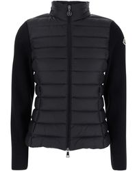 Moncler - Quilted Cardigan With High Neck And Logo Patch On The Sleeve - Lyst