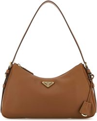 Prada - Camel Leather Medium Aimee Shoulder Bag - Lyst