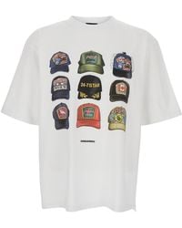 DSquared² - T-Shirt With Front Print And Back Logo - Lyst
