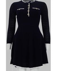 Self-Portrait - Mini Knit Dress With Contrast Trim And Button Detail - Lyst