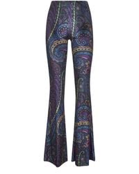 Etro - Paisley Print Stretch Chenille Flared Trousers - Lyst