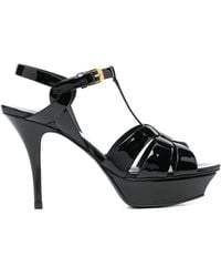 Saint Laurent - Tribute 75mm Patent Leather Platform Sandals - Lyst