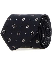Saint Laurent - Floral Bicolor Silk Tie For - Lyst