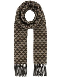 Prada - Embroidered Wool Blend Scarf - Lyst