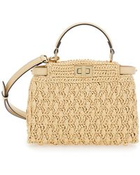 Fendi - 'Peekaboo' Crochet Handbag With Turn-Lock Closure On Both Sides - Lyst