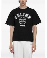 Celine - Logo Cotton T-Shirt - Lyst