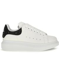 McQueen - Oversized Sneakers With Suede Heel And Crystal Details - Lyst