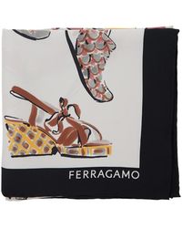 Ferragamo - Scarf With All-Over Print And Logo Lettering - Lyst