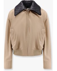 Bottega Veneta - Cotton Twill Jacket With Intrecciato Leather Collar - Lyst