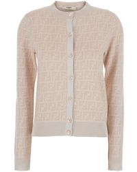Fendi - Crewneck Cardigan With All-Over Ff Motif - Lyst