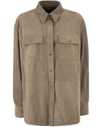 Brunello Cucinelli - Suede Overshirt With Patch Pockets - Lyst