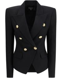 Balmain - 6 Buttons Fitted Grain De Poudre Jacket - Lyst