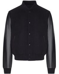 Celine - Varsity Cloth Bomber Jacket With Leather Sleeves - Lyst