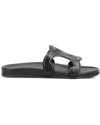 Celine - Triomphe Leather Slides - Lyst