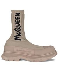 McQueen - Graffiti Tread Slick Boots - Lyst