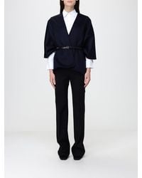 Max Mara - Asymmetric Virgin Wool Cape With V-Neck And Adjustable Belt - Lyst