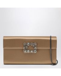 Roger Vivier - Mini Satin Efflorescence Clutch Handbag With Jewelled Buckle - Lyst