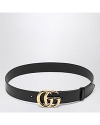 Gucci - Leather Belt With Gg Marmont Buckle - Lyst