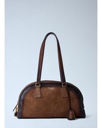 Prada - Bowling Medium Suede Handbag - Lyst