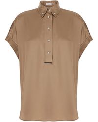 Brunello Cucinelli - Shirt With Button Down Collar And Front Button Closure - Lyst