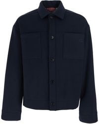 Gucci - Jacket With Front Closure And Gg Logo Detail - Lyst