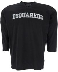 DSquared² - 'Football' T-Shirt With Shoulder Pads And Lettering Logo Print On The Front - Lyst